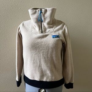 Patagonia Womens woolyester pullover sweater half zip oatmeal sz medium